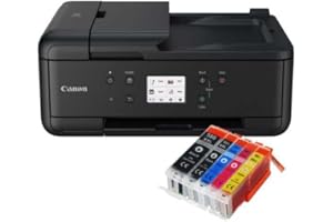 IC-Office TR7650 Farbtintenstrahl Multifunktionsdrucker 4-in-1 (Drucken, Kopieren, Scannen, Faxen, ADF, WLAN, AirPrint) schwarz + 5 XXL Tintenpatronen