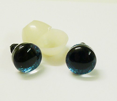 10 Paar Sicherheitsaugen glitzer 12 mm, blau und silber glitzer, Teddyaugen glitzer, Teddyzubehör - 2