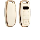 AutoHan Keys Audi A3 2021-2022 A6l A7 A8 Q8 E Tron C8 D5 Nano Anahtar Kılıfı Beyaz Gold Altın Renk