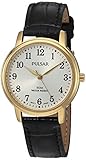 Pulsar Damen-Armbanduhr Quarz Messing und Leder Kleid, Farbe: Schwarz (Modell: PG2048 X)