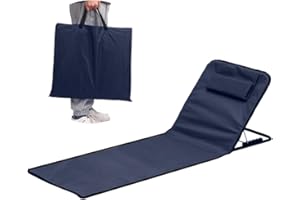 MEISHANG Folding Lightweight Beach Lounger, Beach Mat with Backrest, Adjustable, Portable Lounger, Beach, Sun Mat, Foldable with Carry Bag and Practical Storage Compartment, for Pool, Beach, Garden, Patio