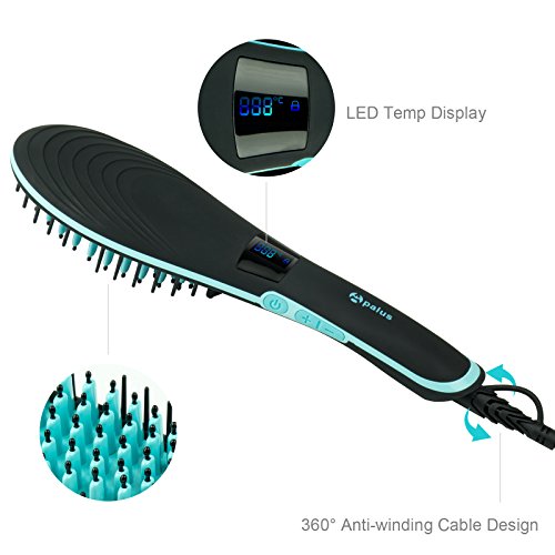 Apalus® Ionen Glättungsbürste, Glätteisen Bürste Zum Glätten Von Locken, Feuchtigkeitsspendende Ionen Stylingbürste Zum Glätten Von Langen Haaren Und Kurzen Haaren (Schwarz) - 5