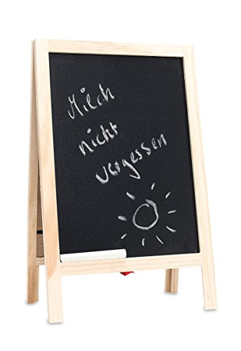 Memotafel Standtafel inkl. Kreide - Memoboard Tafel aus Holz in braun - Notizen Kreidetafel Küchentafel
