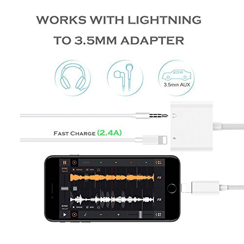 2 en 1 Lightning Jack Adaptateur de Prise Casque pour iPhone X iPhone8 8Plus iphone 7 7 Plus iPad iPod Lightning 3 5mm Aux Audio Adaptateur et C  Ble de   Adaptateur Splitter de   couteurs et Convertisseur de  Contr  le de la musique   Audio Prise en Charge d ios 10 3   11 Ou plus tard