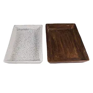 Lasaki Rectangle Tray Plate Ceramic Pots for Indoor Plants,Planters,Flower pots,gamla for Indoor,Outdoor,Succulent Pot(Color:White-Antique) rec003