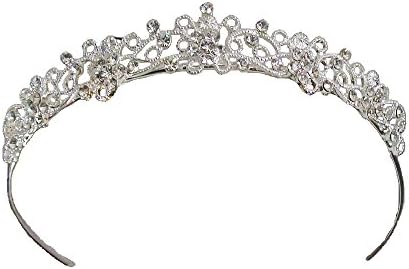 Silver Crystal Diamante Tiara Alice Band Crown Princess Headband Bridal Wedding Prom Dress Hair Accessories for Girls Women Ladies Adults Bridesmaid