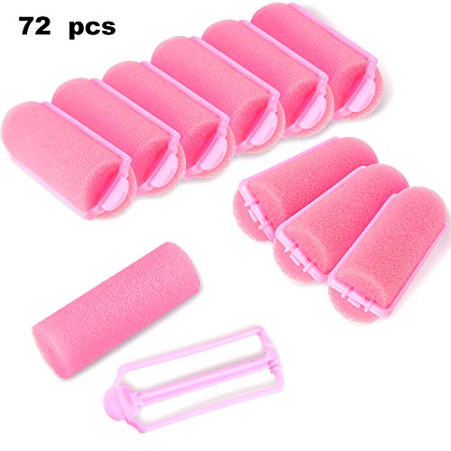 72 Pieces Pink Foam Sponge Hair Rollers Flexible Hair Styling Curlers Soft Sponge Curlers Tools for DIY Hair Styling