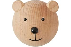 OYOY Mini - Crochet mural en bois - Motif ourson - Porte-manteau pour enfant/chambre d'enfant - 4,5 x 6 x 4,5 cm