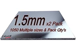 CABOODLE Aluminium Sheet Plate 1.5mm 1050 grade - Multiple Size's & Pack Qty's - 300mm x 200mm x 1.5mm-2Pk