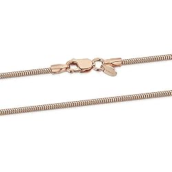 Amberta® Joyería - Collar - Fina Plata De Ley 925-14K Rosa Chapado en Oro - Cadena de Serpiente - 1.4 mm - 40 45 50 55 60 cm (50cm)