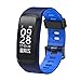 Produktbild Fitness Armband mit Pulsmesser, Miya Pashion Bluetooth 4.0 Herzfrequenz Uhr Schritt gehender Schlaf Zähler drahtloses intelligentes Armband Schrittzähler F4 Eignungs Verfolger für IOS-Android Ausgabe. (Blau)