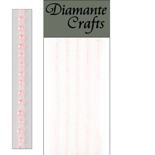 300 x 1mm Peach Pink Pearls Self Adhesive Strips Rows Rhinestone Body Nail Vajazzle Gems - created exclusively for Diamante Crafts