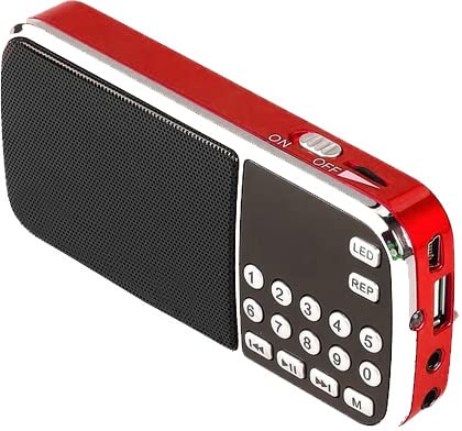 Nitnem Banis Player Mini Portable Gurbani Radio Player with Path FM/AM/AUX/Sd Card/Pendrive Support (Red) Hi Fi Digital Sound (Punjabi/Sikh/Waheguru Simran Speaker/Music Player)