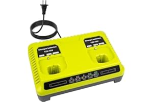 ABATINVO P117 Podwójna ładowarka 18 V, szybka ładowarka kompatybilna z akumulatorem Ryobi 12 V-18 V ONE+ P117 P118 do Ryobi 18V Max bateria litowa NiCd P100 P102 P103 P105 P107 P108