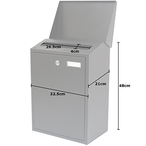 Hardcastle Großer Außen-Briefkasten zur Wandbefestigung – Schwarz - 6