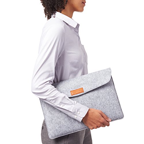 AmazonBasics Laptop-Tasche, Filz, für Displaygrößen bis 15,4 Zoll (39,1 cm), Hellgrau - 2