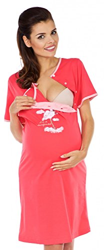Zeta Ville Maternity - Women's Nursing Nightdress Robe Set Labour Hospital 126c (Coral, UK 12)