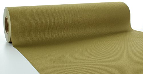Sovie HORECA Linclass® Airlaid Tischläufer 40 cm x 24 m / Tischdecken-Rolle stoffähnlich / praktische Einmal-Tischdecke für Hochzeit oder Partys / Gold