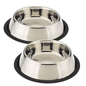 Petvalley Combo Stainless Steel Feeding Bowl for Dogs, Cats, Pets Or Animals -1200 ML (Set of 2)