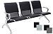Produktbild CLP Wartebank Airport mit Polsterung und Kunstlederbezug I Metallgestell in Chrom-Optik I Sitzbank mit Armlehnen schwarz/schwarz, 3-Sitzer