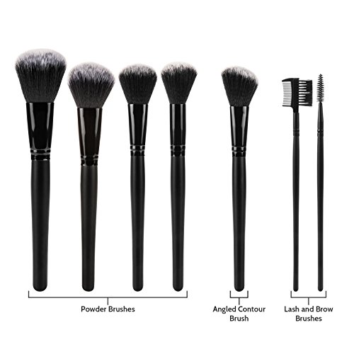 Savisto Professionelles 32 Teile Make Up Pinsel Set mit luxeriöser Leder Effekt Tragetasche & stilvoller Geschenkschachtel - 4