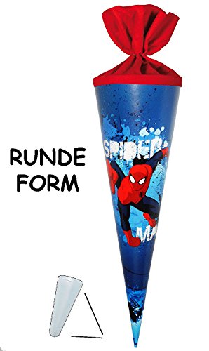 Schultüte – “ Spider-Man “ – 22 / 35 / 50 / 70 / 85 cm – incl. große SCHLEIFE – Zuckertüte ALLE Größen – mit / ohne Kunststoff Spitze – für Jungen – Spiderman / Spinnen Man – Aktion Held / Comic Spinne – Superheld Ultimative Amazing - 3