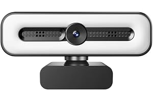 4K UHD Ring Light Webcam for PC, 1080P Web Camera with Dual AI Noise-Cancelling Mics, Auto Light Correction, Privacy Cover, 7