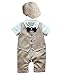 iiniim 2pcs Baby Little Boys Gentleman Bowtie Romper Jumpsuit With Hat Formal Outfit Casual Clothing Khaki 6-9 Months
