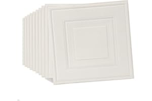 Tarwanear 20PCS White Grid Panels Peel and Stick 3D Wall Panels 35×35cm Self Adhesive Wall Tile Stickers Waterproof Removable Home Decor for Kitchen Bathroom Ceiling