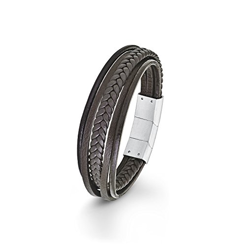 sOliver-Herren-Armband-2015-cm-verstellbar-mehrreihig-Edelstahl-Leder-geflochten-braun