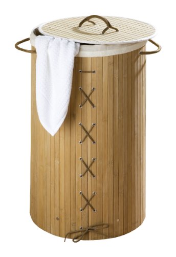 WENKO 17753100 Wäschetruhe Bamboo Natur - Wäschekorb, mit Wäschesack, Fassungsvermögen 55 L, Bambus, 35 x 60 x 35 cm, Braun