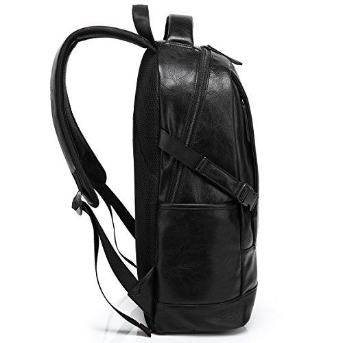BAOSHA BP-06 PU Leder Rucksack Damen 15″ Laptoprucksack College Schultaschen Reisetasche Daypacks Uni Backpack für Outdoor Sports Freizeit Schwarz - 3