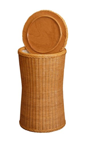 Wäschetonne / Wäschesammler rund aus Rattan in der Farbe Honig – Versandkostenfrei in DE - 2