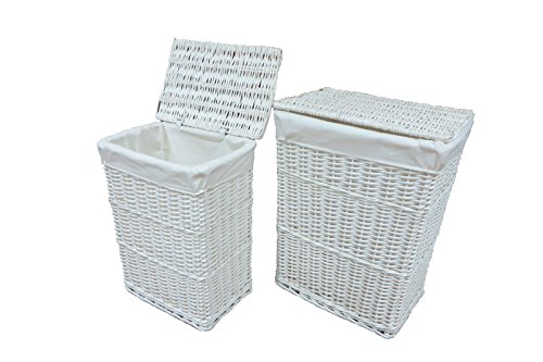 Arpan Rattan-Wäschekorb mit Auskleidung, mittlere Größe, Weiß - 4