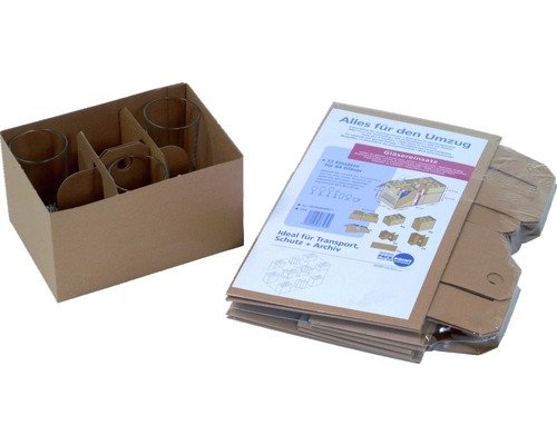 Preisvergleich Produktbild Gläserkarton 6 Gläser (12 Kartons für 64 Gläser) - Maße