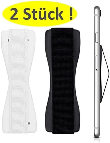 2x FINGER Finger Mount for Smartphones and Tablets – For Improved Hand Control in Black and White Holder for iPhone/Samsung/HTC/Huawei with 3 M Glue.