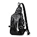 Produktbild SJAPEX Sporttasche mit USB Kabel und Ladeanschluss, Brusttasche Sling Bag Chest Schulter Rucksack Schultertasche Brusttaschen Casual Crossbody Packs Daypack, zum Radfahren Reisen