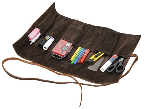 Gusti Leder studio „Rokko“ Werkzeugtasche Rolltasche Malutensilien Hülle Werkzeugmappe Ledertasche Näh und Strickzubehör Tasche Werkzeugrolltasche Büffelleder Vintage Antikbraun Braun 2A97-26-3 - 3