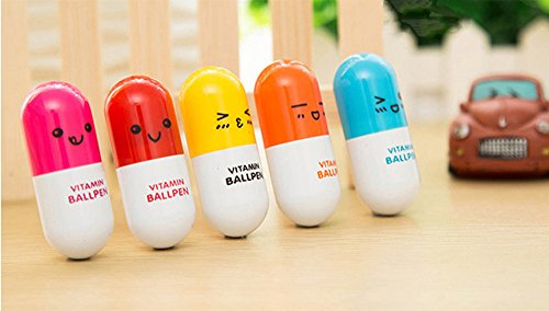 JUNGEN Kugelschreiber niedlich Ausdruck Pille Perle Stift Schüler Schreibwaren teleskopischen Stift Kunststoff Stift 6 Stück - 4