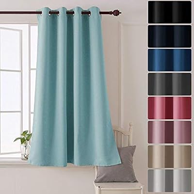 Deconovo Rideau Occultant à Oeillets Rideau Bleu Ciel Thermique 132x138cm pour Enfants Chambre Salon Décoration Isolation Phonique 1 Pièce