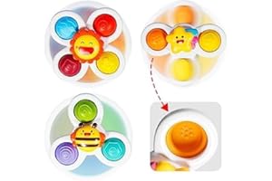lerrbo 3 PCS Pop Saugnapf Spinner Spielzeug für 1 Jahr alt Junge Mädchen|Neuartige Spinning Tops Kleinkind Spielzeug Alter 1-2|Sensory Baby Badespielzeug für Kleinkinder 1-3|6 12 18 Monate Junge