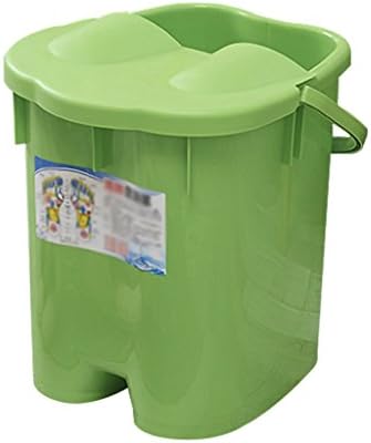 QI FANG BUSINE Heightening Thicken Foot tub With cover massage Household bucket PP material (Color : Green, Size : 13*15*16 inches)