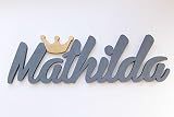 Mia Workshop Mädchen-Name mit einer silbernen Krone, Türschild, Taufgeschenk, personalisierbar, Kinderzimmer-Dekoration,Kontaktieren Sie den Verkäufer über die Amazon-Nachricht, um den Namen und die Farbe anzugeben - 5