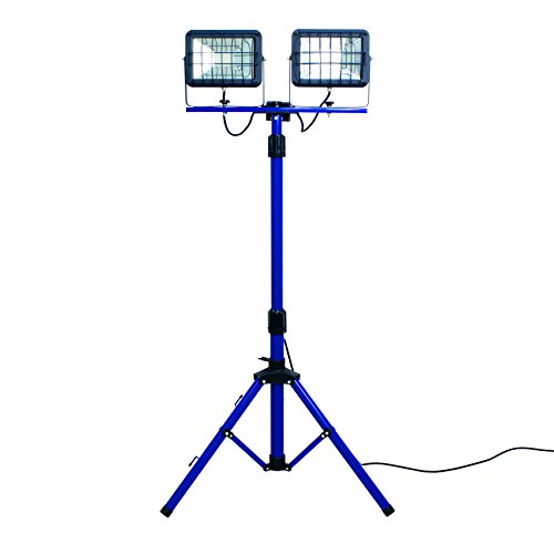 as - Schwabe Doppel Chip-LED-Strahler auf Stativ, 2x 30 W, IP 65 Baustrahler für Aussen und Baustelle, A+, blau, 5 Stück, 46409