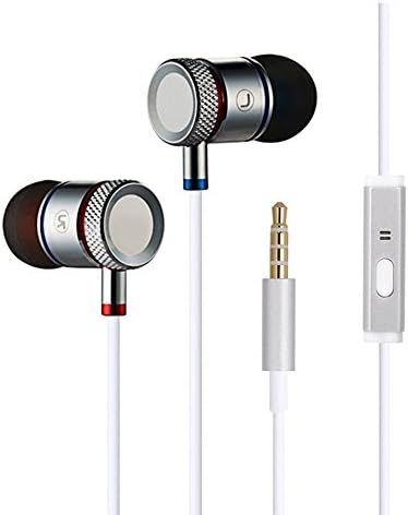 Smartlivin Premium Ears Stereo Headphones/In Ear Headphones with Noise Cancelling Microphone & Gold-plated Audio Connector Compatible with iPhone/iPad/iPod/Samsung/Android Devices (White)