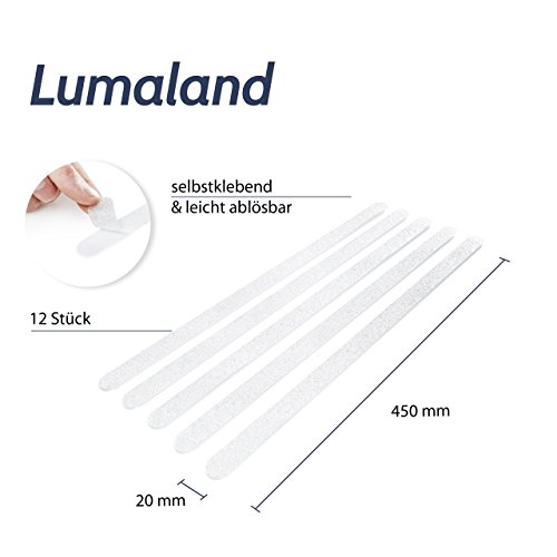Lumaland selbstklebende Anti Rutschstreifen Bad verschiedene Größen und Farben 12 Stück 2x45cm transparent - 2
