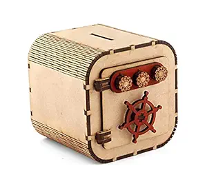 Home Delivered Handmade Wooden Safe Wallet Money Piggy Bank Coin Box Birthday Gifts for Kids, Boys, Girls & Adult with Number Lock