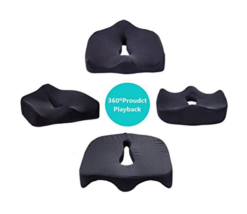 Lumbalschmerzen Relief Kissen – Kingwo Auto-Kissen Stuhlkissen Ischias Kissen Prostata Kissen Hemorrhoid Kissen Rückenschmerzen Kissen Steißbein Kissen – Steißbein 17,7 Kissen „* 15“ * 5.1 „Für Bürostuhl, Auto, LKW, Flugzeug, Rollstühle etc. – Bietet Relief für Schmerzen im unteren Rücken, Steißbein, Steißbein, Ischias, Becken- Schmerz usw. (black) - 5
