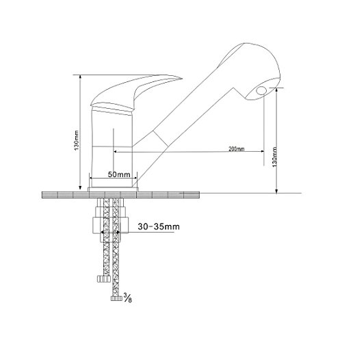 Baytter Einhebel Waschtischarmatur Wasserhahn Spültisch Küche Waschtisch Armatur Wasserkran Waschenbecken - 8