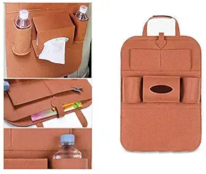 DD Retails Car Seat Back Multi Pocket Storage Bag Organizer (Brown)